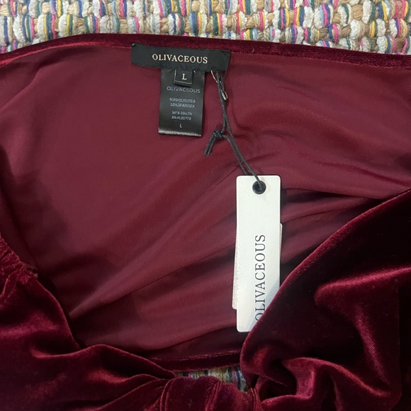 Olivaceous Deep Red Velvet Wrap Shrug Crop Top - Picture 2 of 5